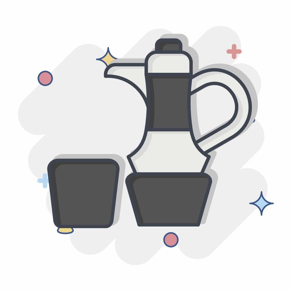 ikon kaffe. relaterad till qatar symbol. komisk stil. enkel design illustration. vektor