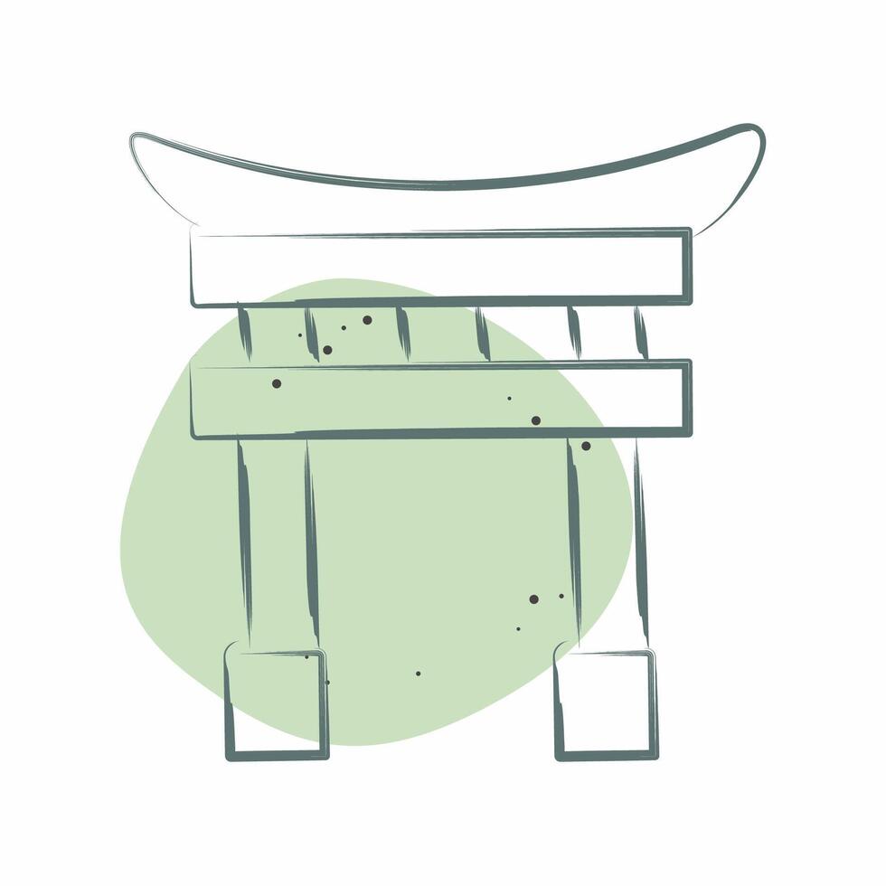 ikon tori Port. relaterad till japan symbol. Färg fläck stil. enkel design illustration. vektor