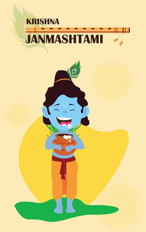 einfach zu bearbeiten Vektor Illustration von glücklich krishna Janmashtami Hintergrund