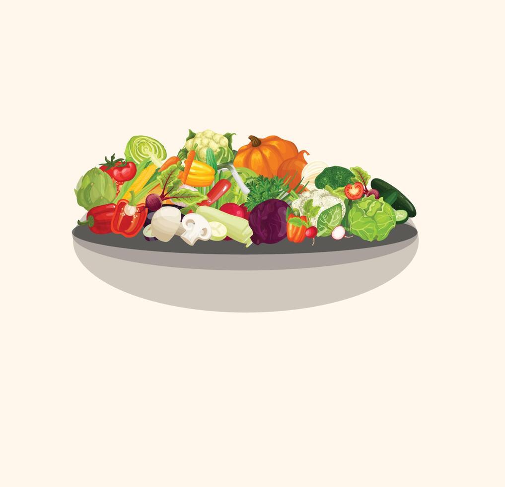 färgrik frukt och grönsaker ClipArt uppsättning. frukt och vegetabiliska färgad tecknad serie vektor samling. - vektor