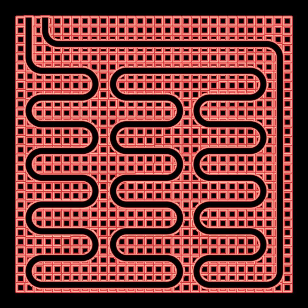 Neon- elektrisch Fußboden Heizung warm erhitzt rot Farbe Vektor Illustration Bild eben Stil