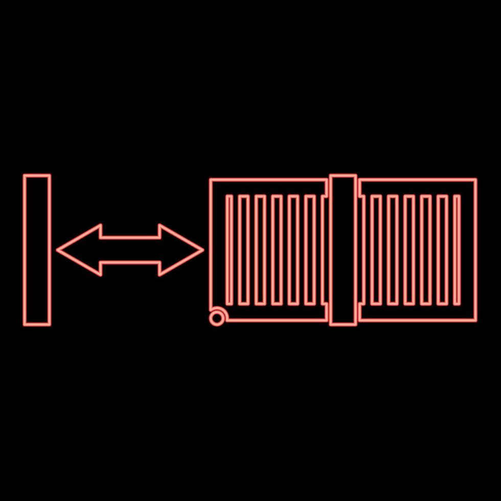 neon glidning grindar automatisk gitter staket systemet inträde inhägnad röd Färg vektor illustration bild platt stil