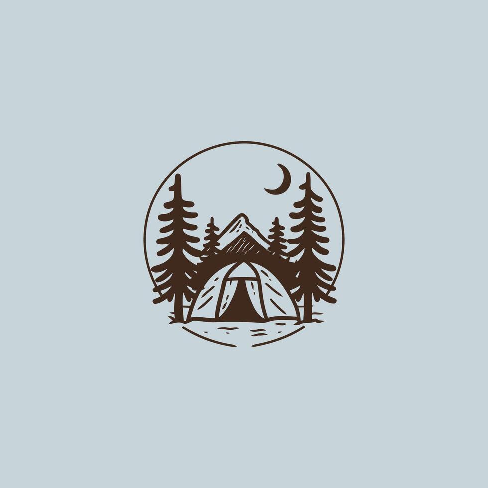 ai genererad camping logotyp vektor ikon platt design