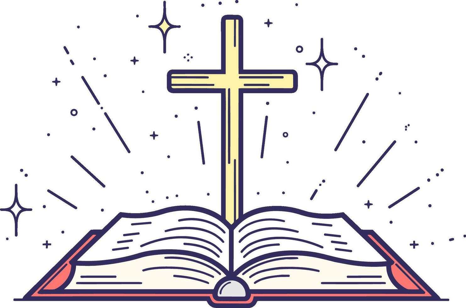 ai generiert heilig Bibel mit Kreuz. Religion, Ostern Urlaub, Christentum. vektor