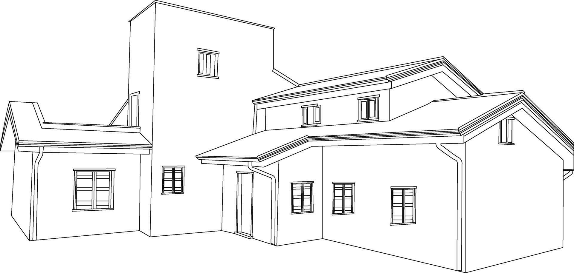 einer Linie Zeichnung Haus Vektor
