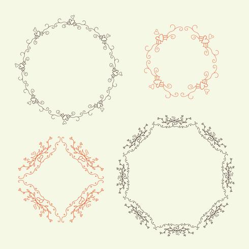 Vektor gesetzt dekorative Vignetten mit Herzen, Valentinstag