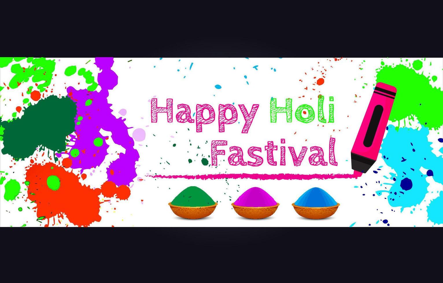 glücklich holi indisch Hindu traditionell Festival Banner Vorlage kostenlos Vektor