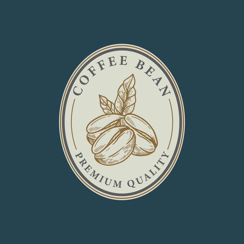 Kaffee Bohne Logo Design Jahrgang vektor