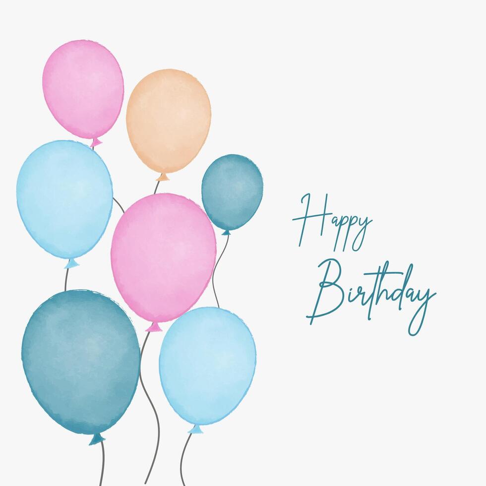 kort för inbjudan, födelsedag. vattenfärg ballonger illustration vektor
