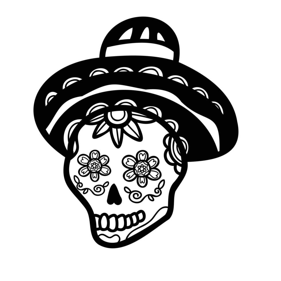 isolieren Calavera Mexikaner Schädel Hand gezeichnet Illustration auf Hintergrund vektor