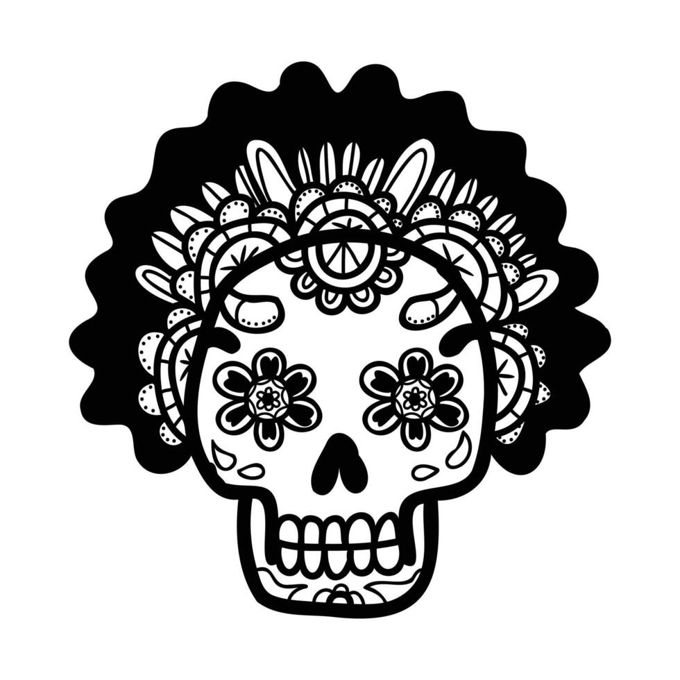 isolera calavera mexikansk skalle hand dragen illustration på bakgrund vektor