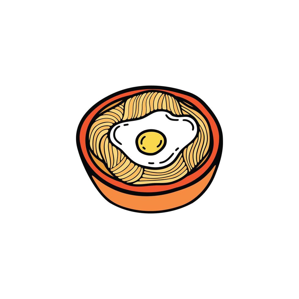 isolera Ramen japansk mat platt stil illustration vektor