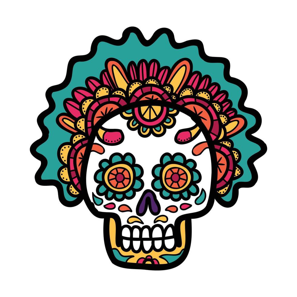 isolieren Calavera Mexikaner Schädel Hand gezeichnet Illustration auf Hintergrund vektor