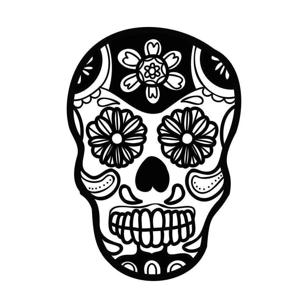 isolera calavera mexikansk skalle hand dragen illustration på bakgrund vektor