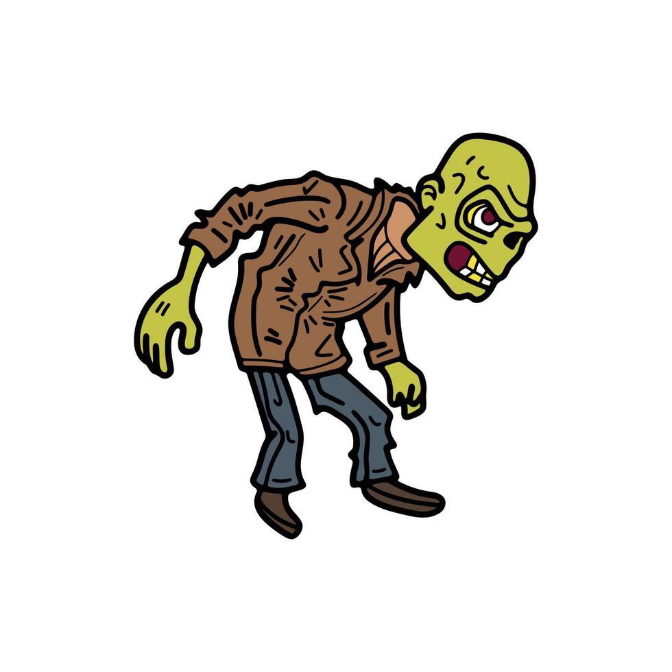 isolieren Zombie Charakter auf Hintergrund vektor