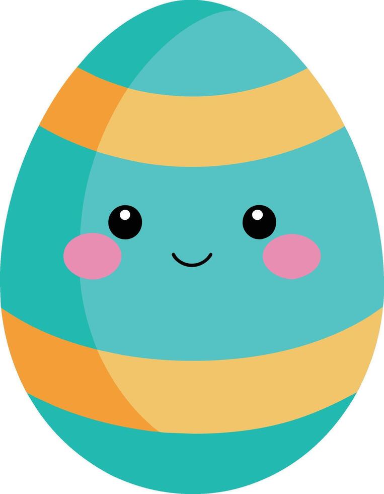Hand gezeichnet Ostern Tag Farbe Ei mit süß Gesicht vektor