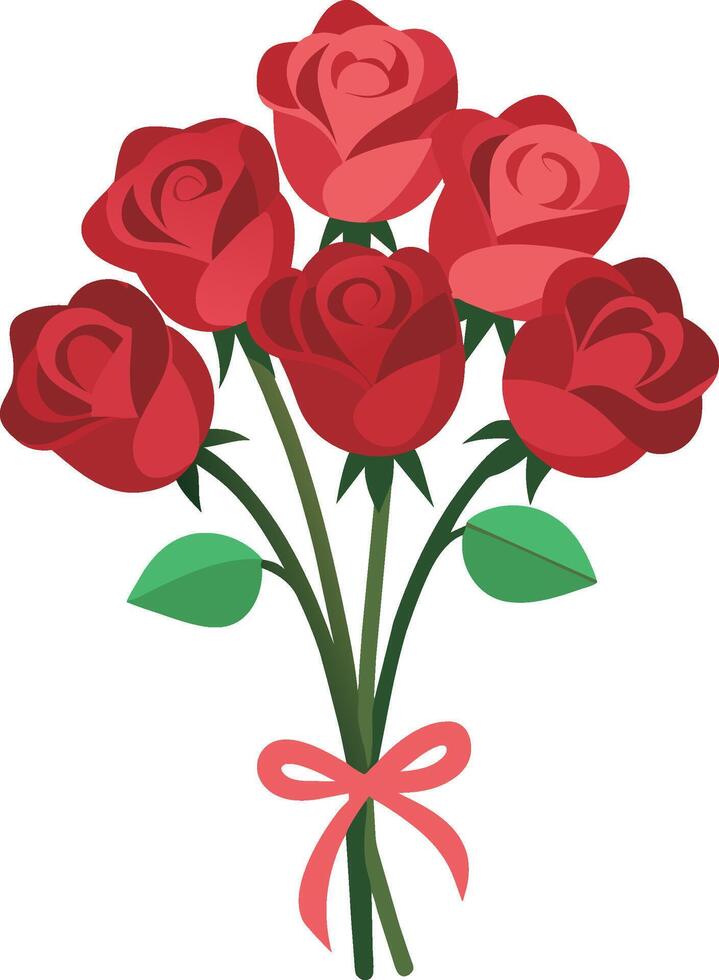 Strauß von rot Rosen auf ein Weiß Hintergrund. Vektor Illustration