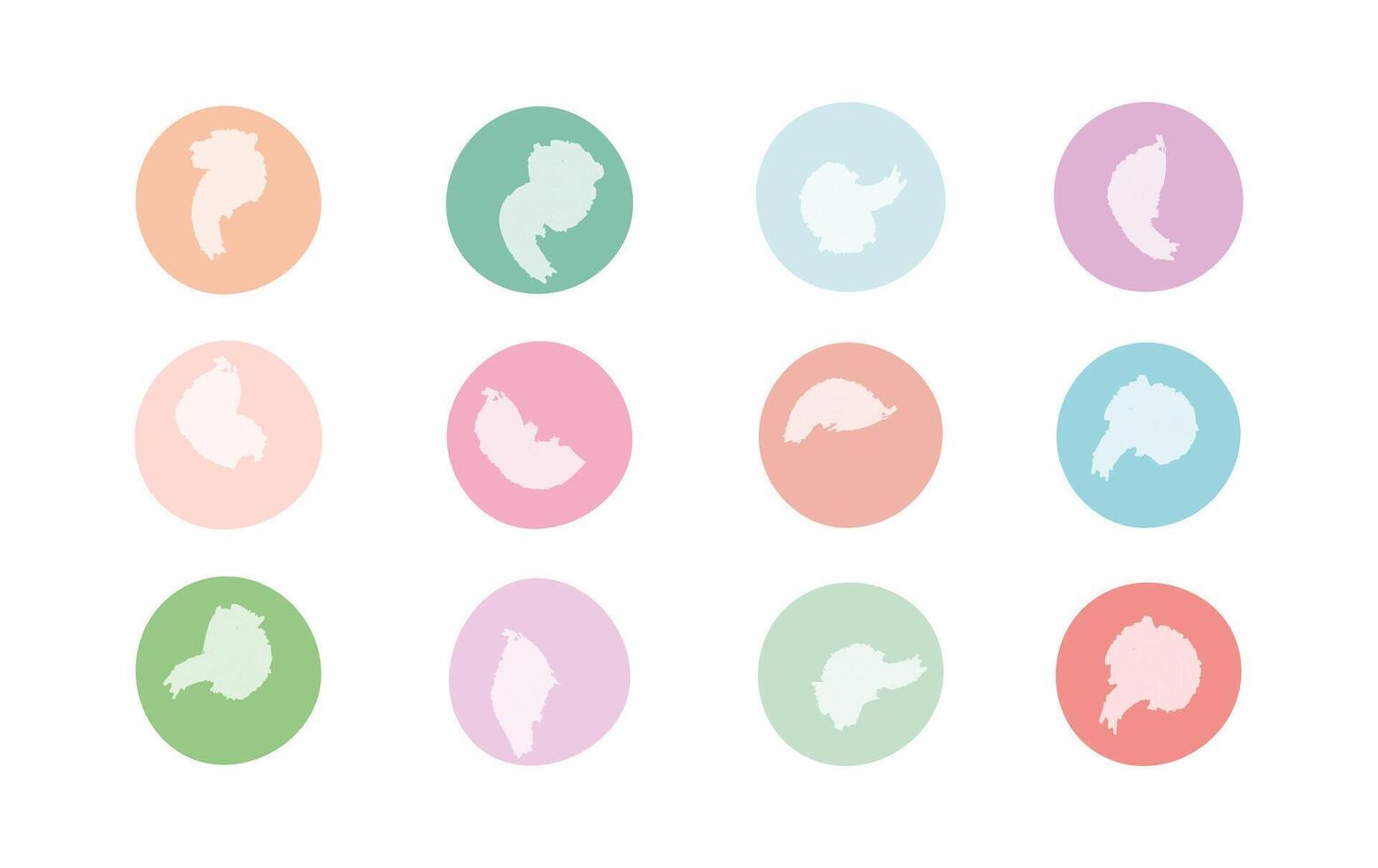 Färg runda omslag berättelse slingor ikoner. uppsättning av abstrakt pastell cirklar design. runda markera bakgrunder för social media berättelser. vektor