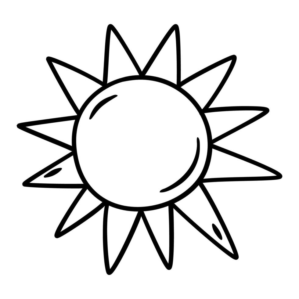 süß Hand gezeichnet Sonne Zeichnung. Vektor schwarz und Weiß Illustration