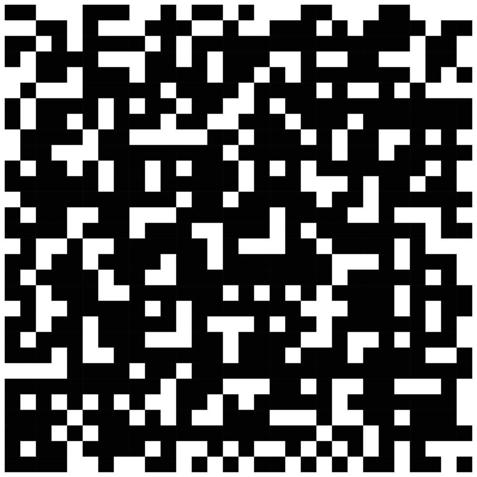 abstrakt Hintergrund mit schwarz und Weiß qr Code auf ein schwarz Hintergrund einfach Pixelierung Hintergrund abstrakt Illustration im eben Stil. Grafik Design Vorlage Elemente. vektor