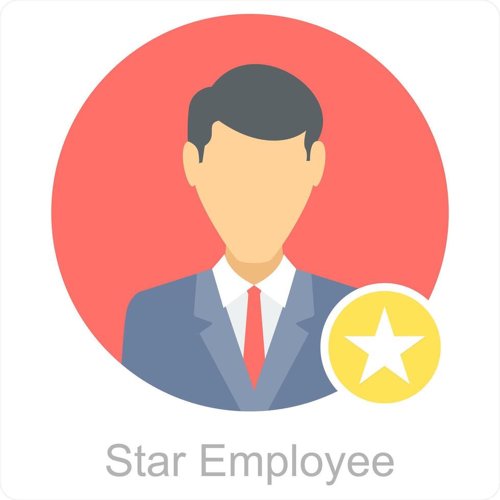 Star Mitarbeiter und Beste Mitarbeiter Symbol Konzept vektor