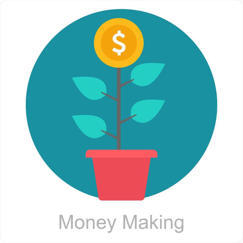 Geld Herstellung und Geld Symbol Konzept vektor