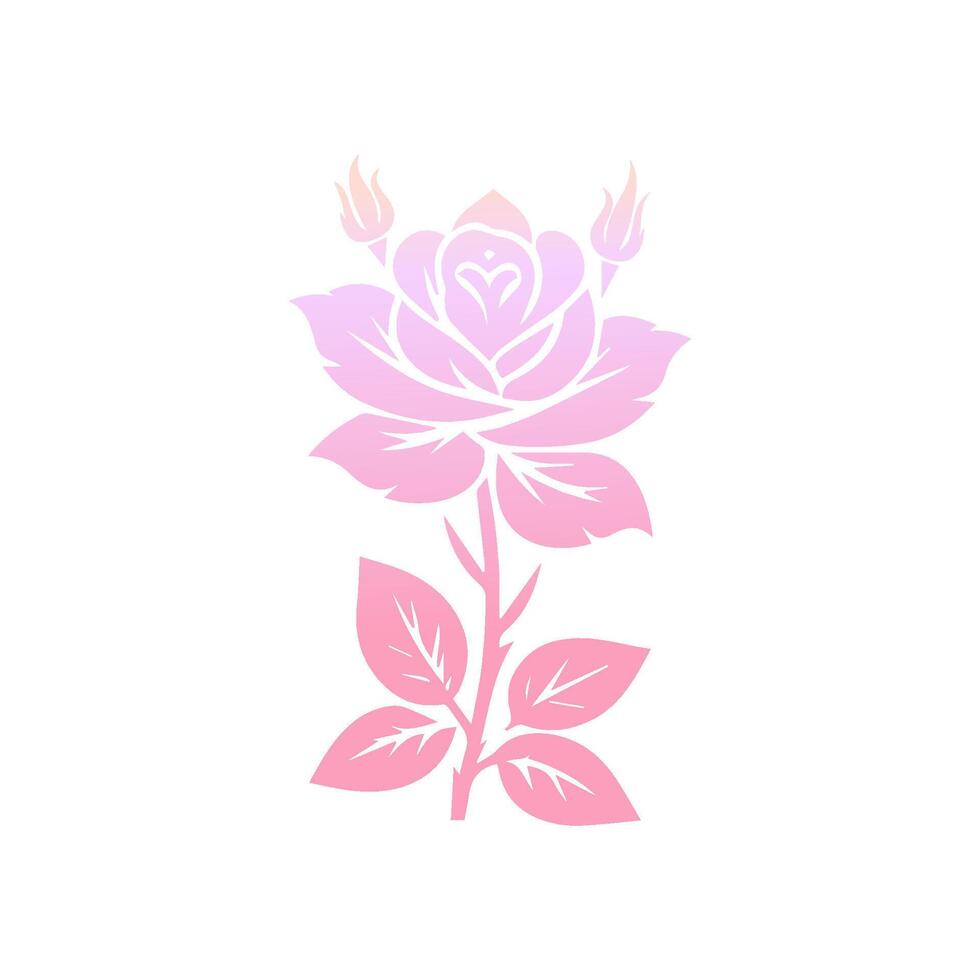 reste sig blomma av blomning växt. trädgård reste sig isolerat ikon av rosa blomma, kronblad och knopp med grön stam och blad för romantisk blommig dekoration, bröllop bukett och valentine hälsning kort vektor