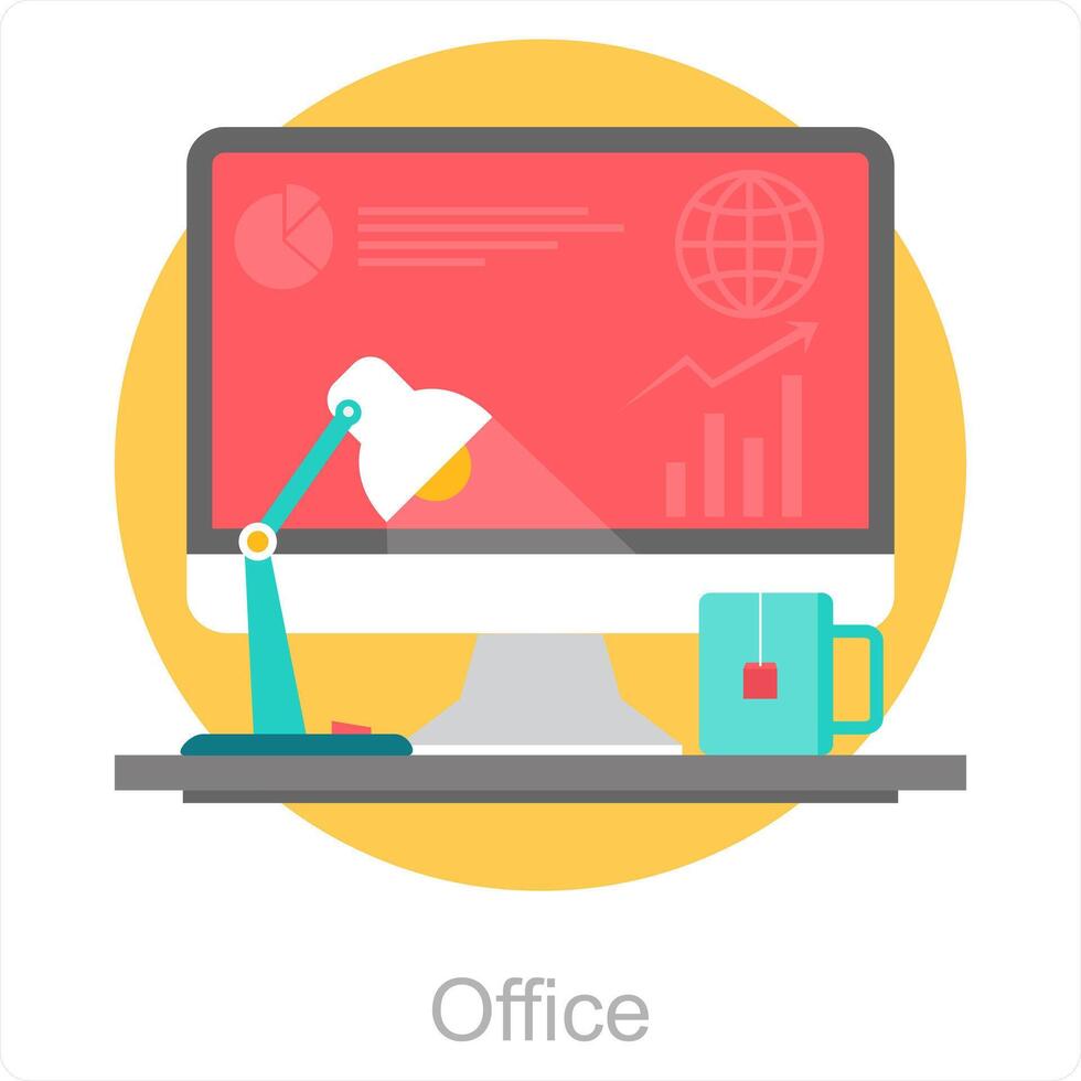 Büro und Schreibtisch Symbol Konzept vektor