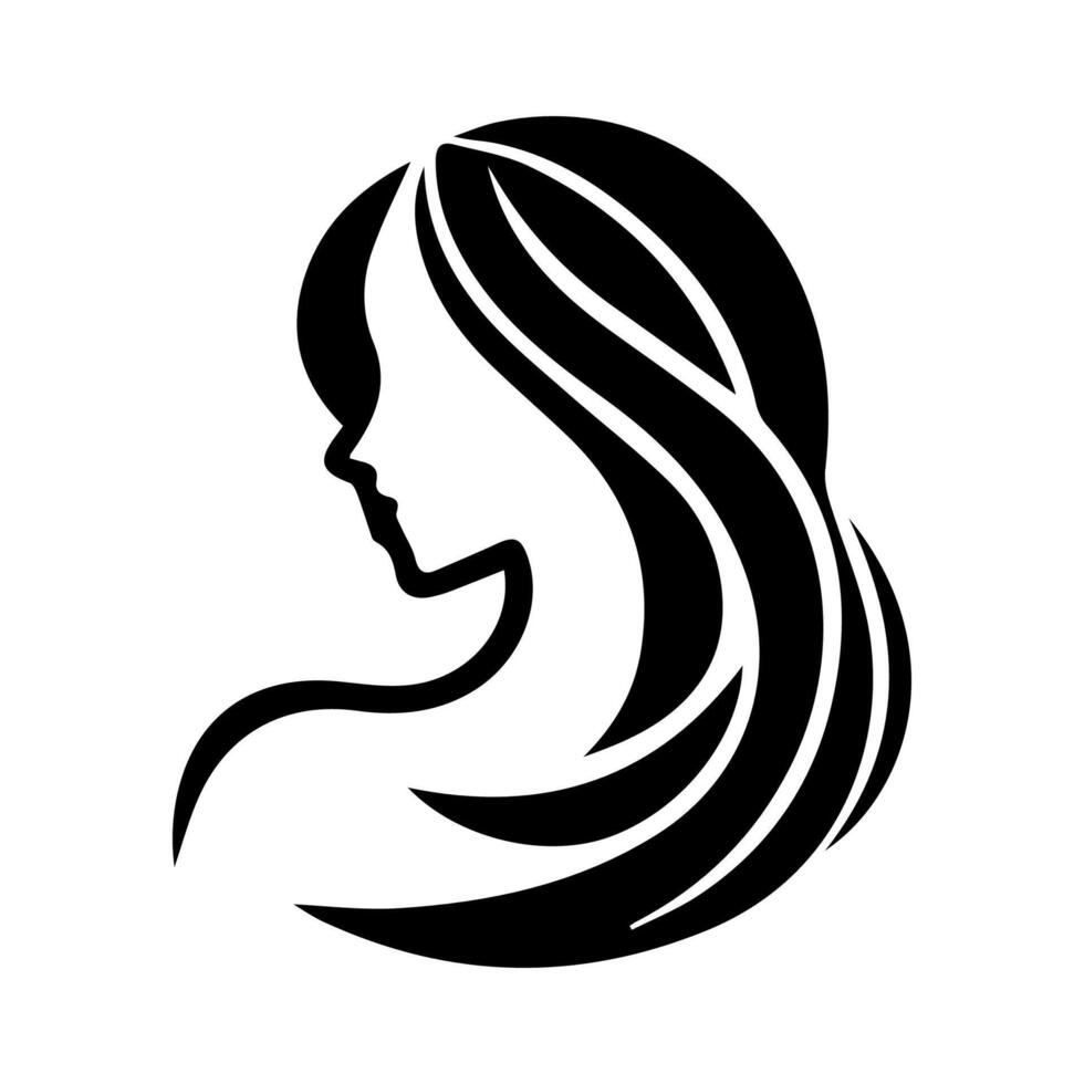 Frau Kopf Silhouette, Gesicht Profil, Vignette. Hand gezeichnet Vektor Illustration, isoliert auf Weiß Hintergrund. Design zum Einladung, Gruß Karte, Jahrgang Stil.