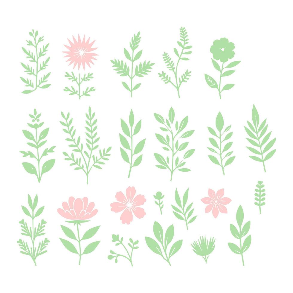 Blumen- Hintergrund dekoriert mit Herrlich mehrfarbig Blühen Blumen und Blätter Grenze. Frühling botanisch eben Vektor Illustration auf Weiß Hintergrund