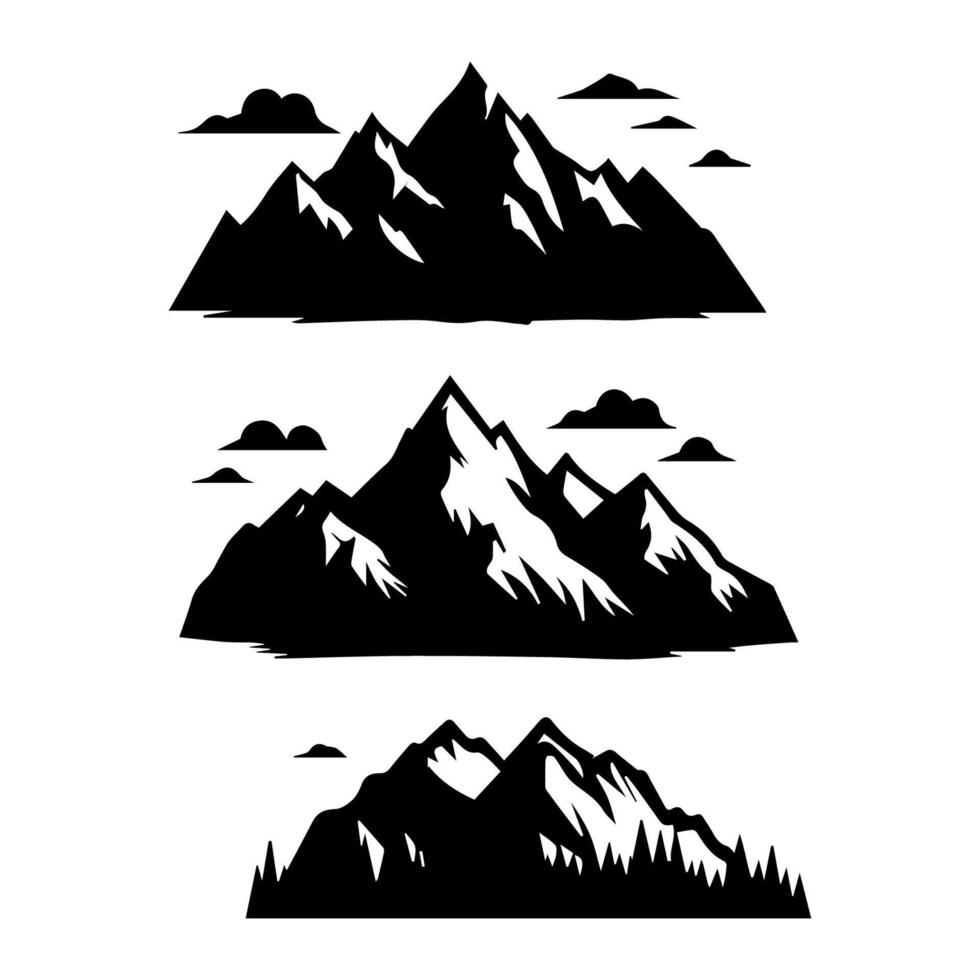 montain Gliederung Bilder. Vektor Illustration und Logo.