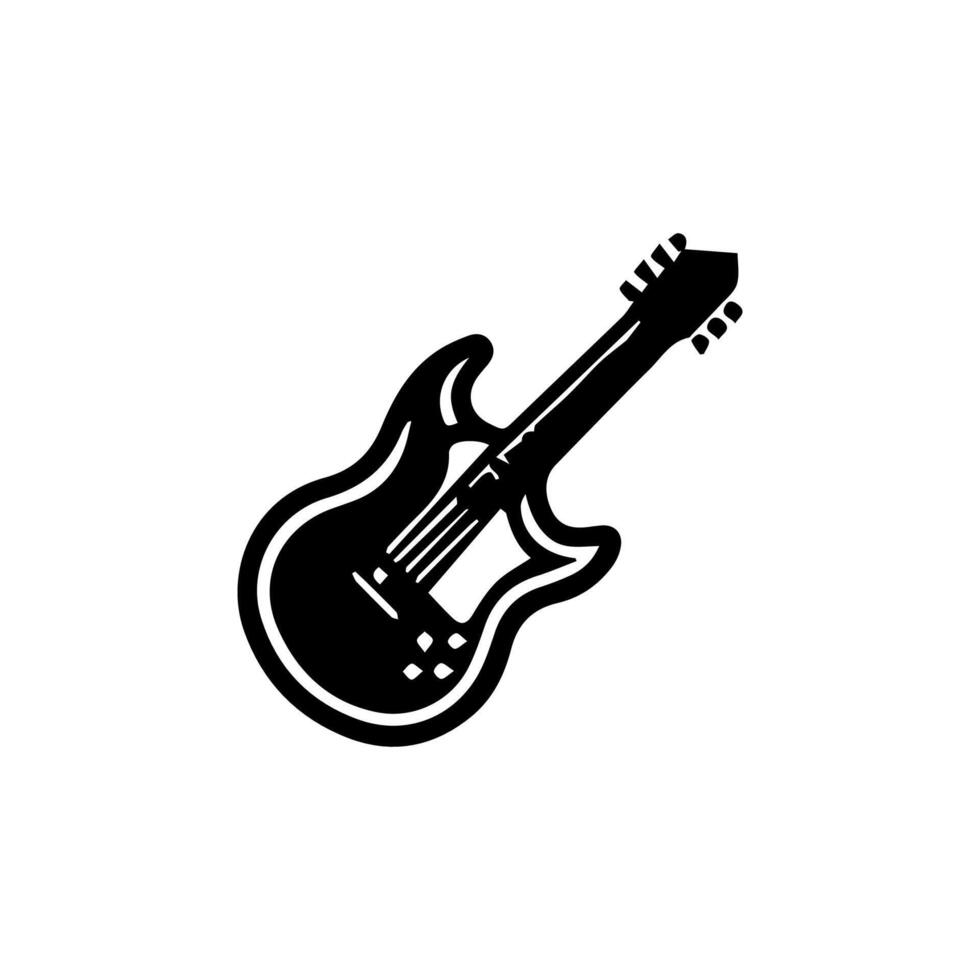 akustisk och elektrisk gitarr översikt musikalisk instrument vektor isolerat silhuett guitare klotter