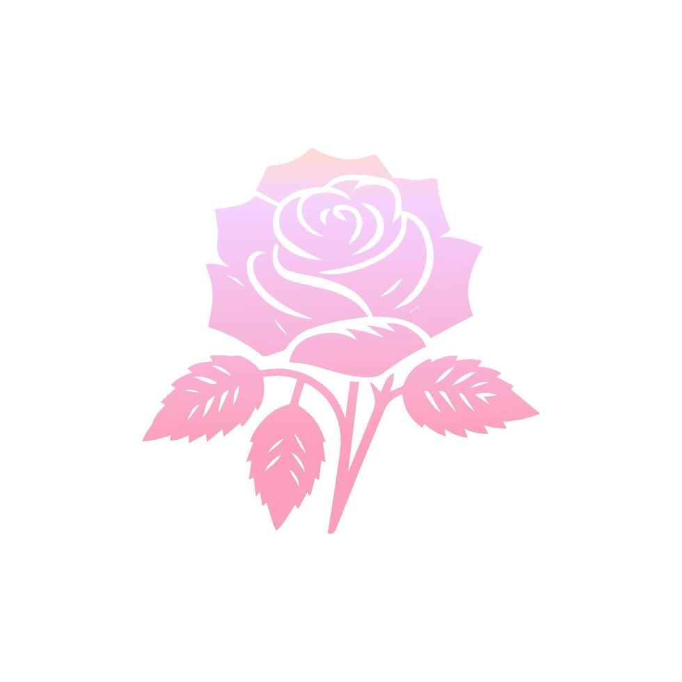 Rose Blume von Blühen Pflanze. Garten Rose isoliert Symbol von Rosa Blüte, Blütenblatt und Knospe mit Grün Stengel und Blatt zum romantisch Blumen- Dekoration, Hochzeit Strauß und Valentinstag Gruß Karte vektor