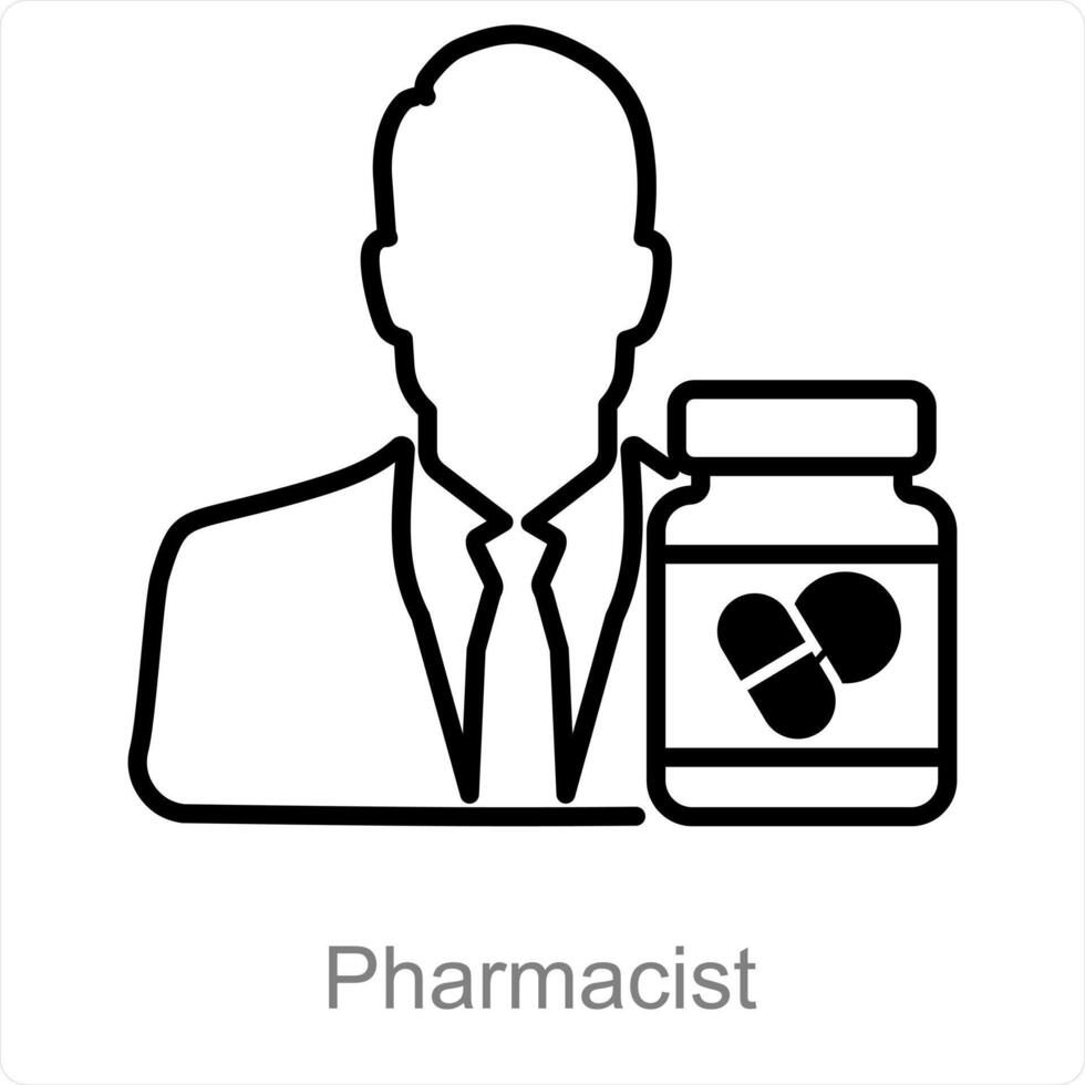 apotekare och piller ikon begrepp vektor