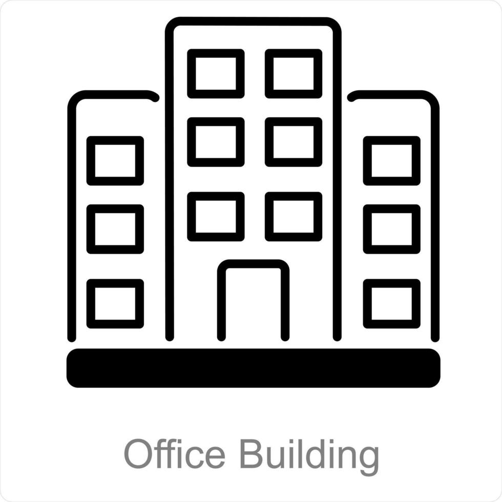 kontor byggnad och företag ikon begrepp vektor