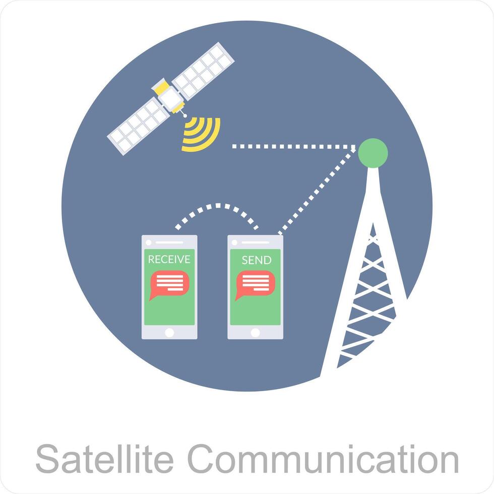 satellit kommunikation och utsända ikon begrepp vektor