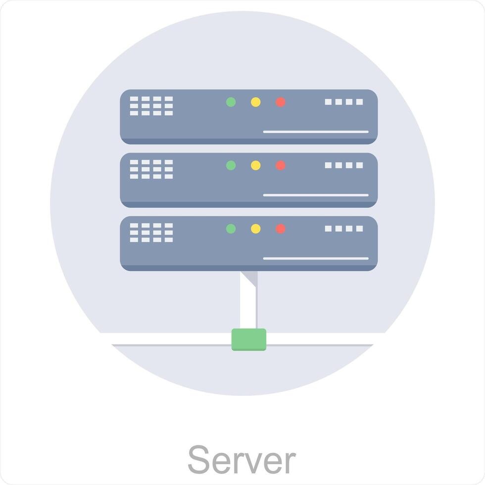 server och databas ikon begrepp vektor