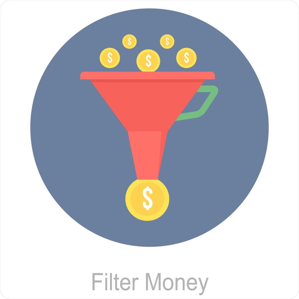 Filter Geld und Filter Symbol Konzept vektor