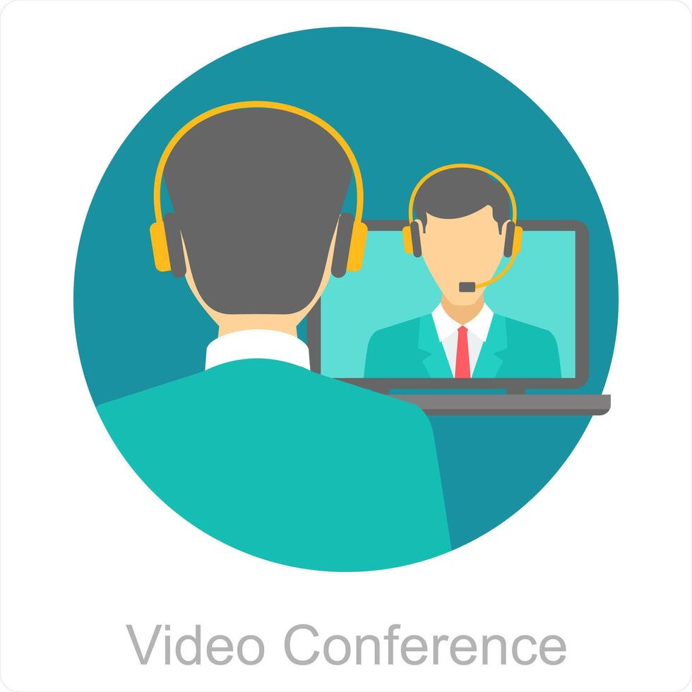 video konferens och video ikon begrepp vektor