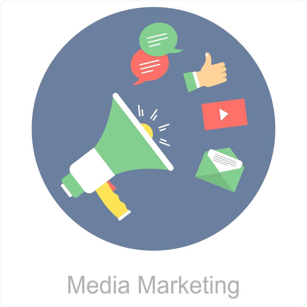 Medien Marketing und online Symbol Konzept vektor