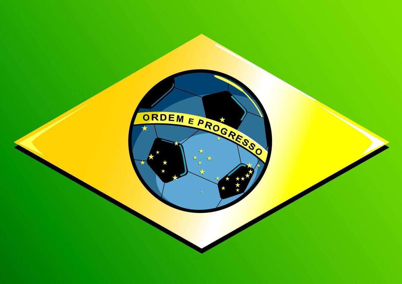 Brasilien flagga med fotboll boll. vektor illustration