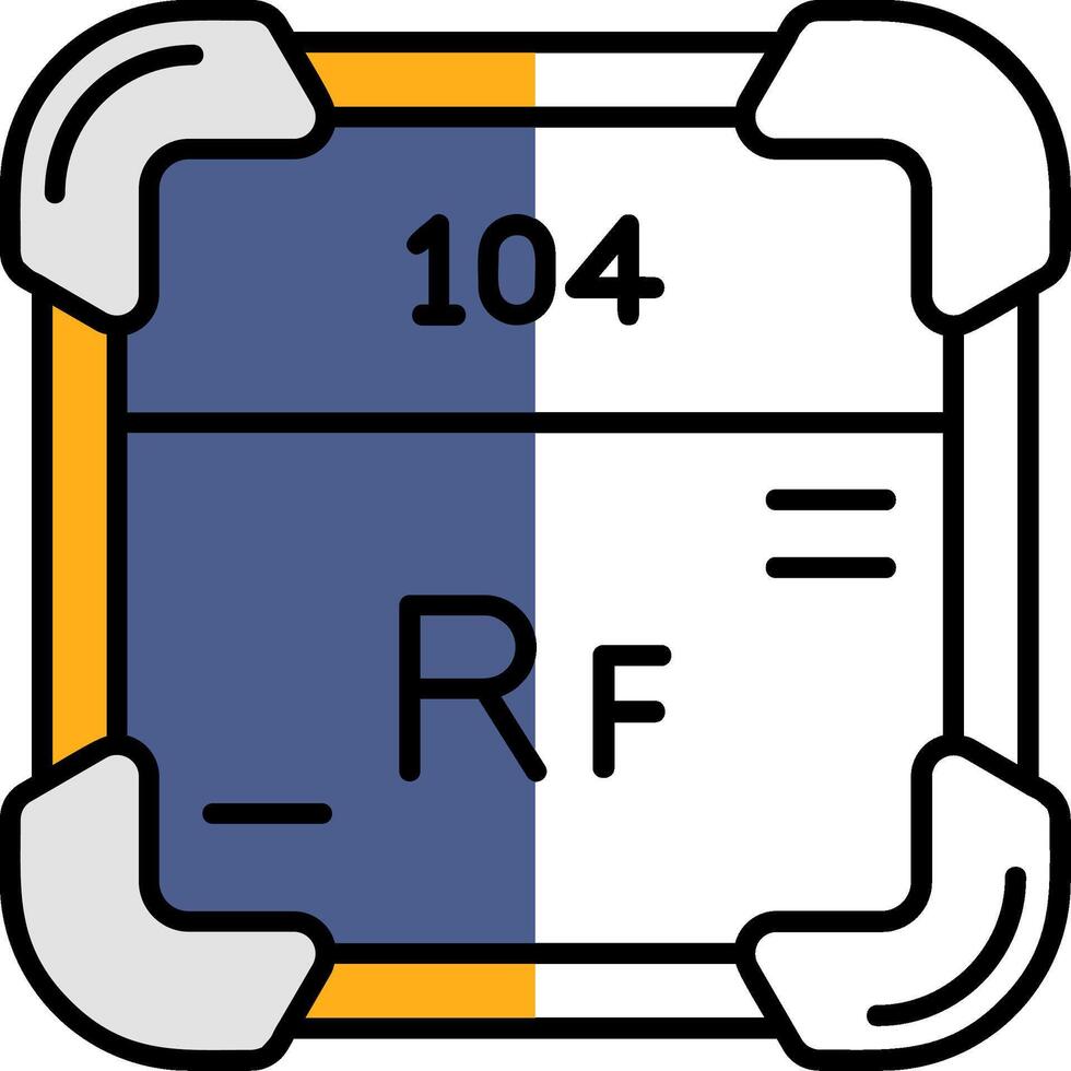 rutherfordium fylld halv skära ikon vektor