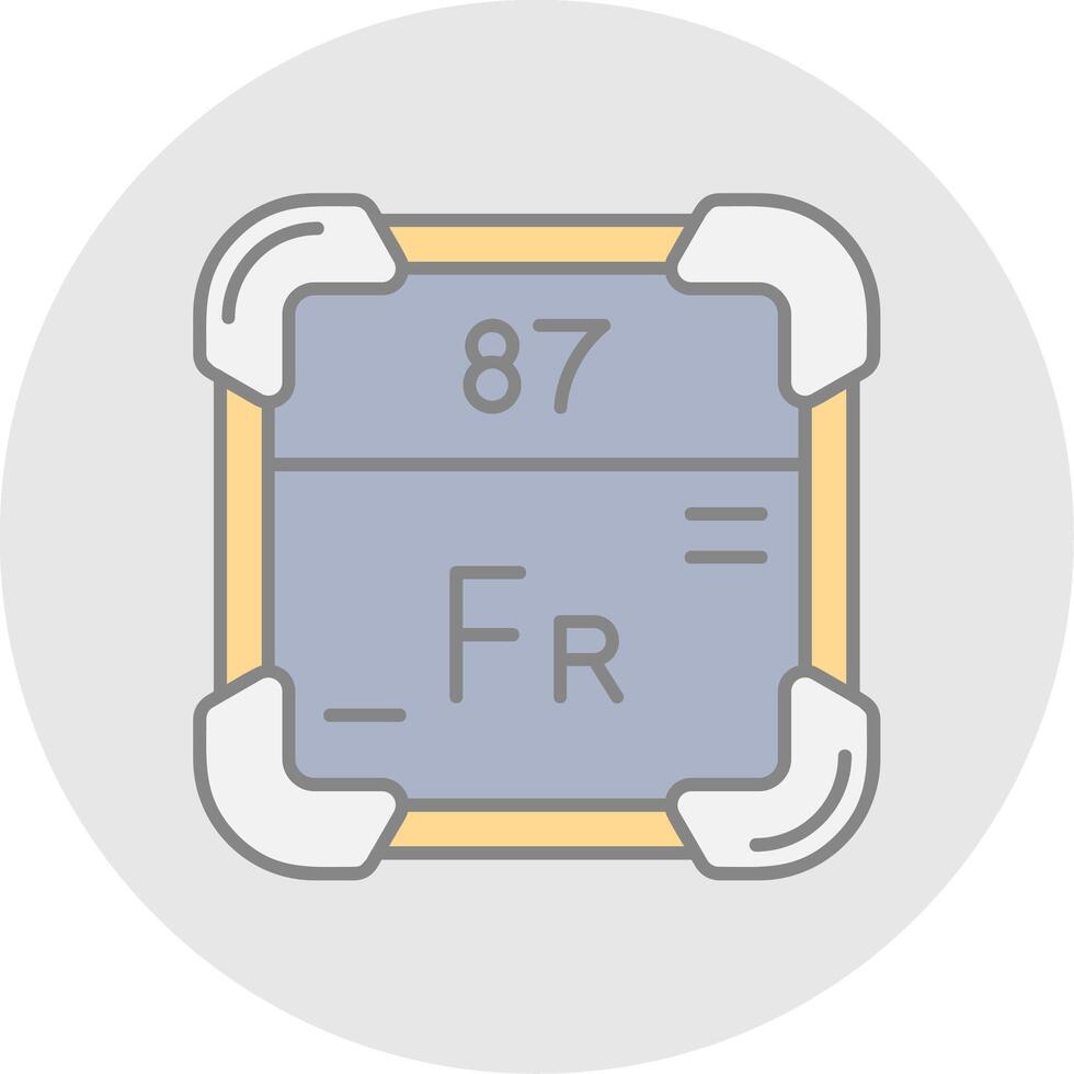 francium linje fylld ljus cirkel ikon vektor