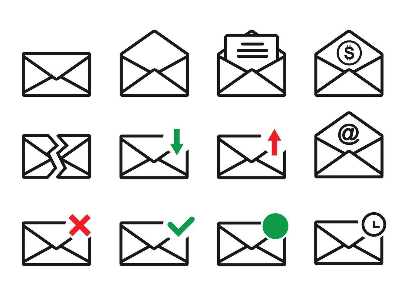 Botschaft Briefumschlag Symbol einstellen vektor