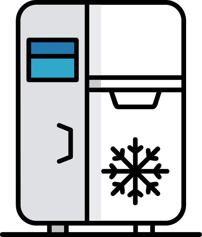 kylskåp fylld halv skära ikon vektor