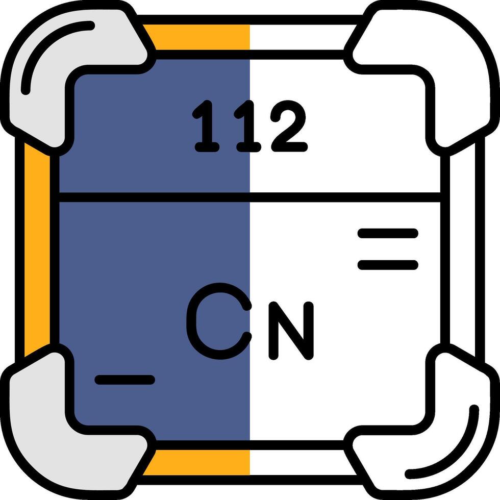 Copernicium gefüllt Hälfte Schnitt Symbol vektor