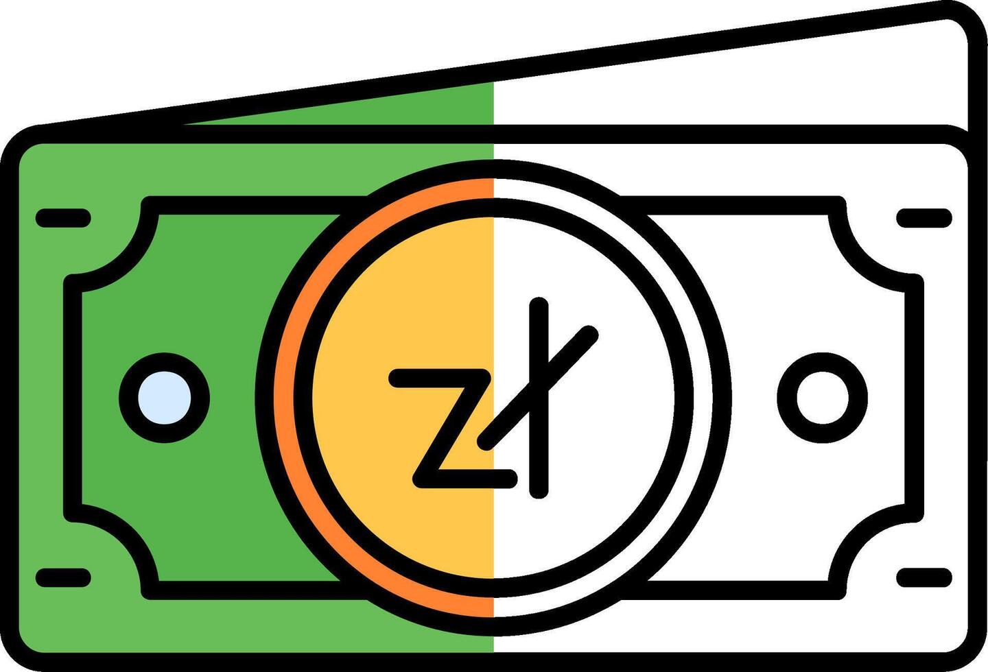 Zloty gefüllt Hälfte Schnitt Symbol vektor