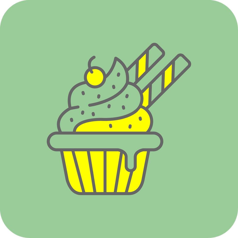 Cupcake gefüllt Gelb Symbol vektor