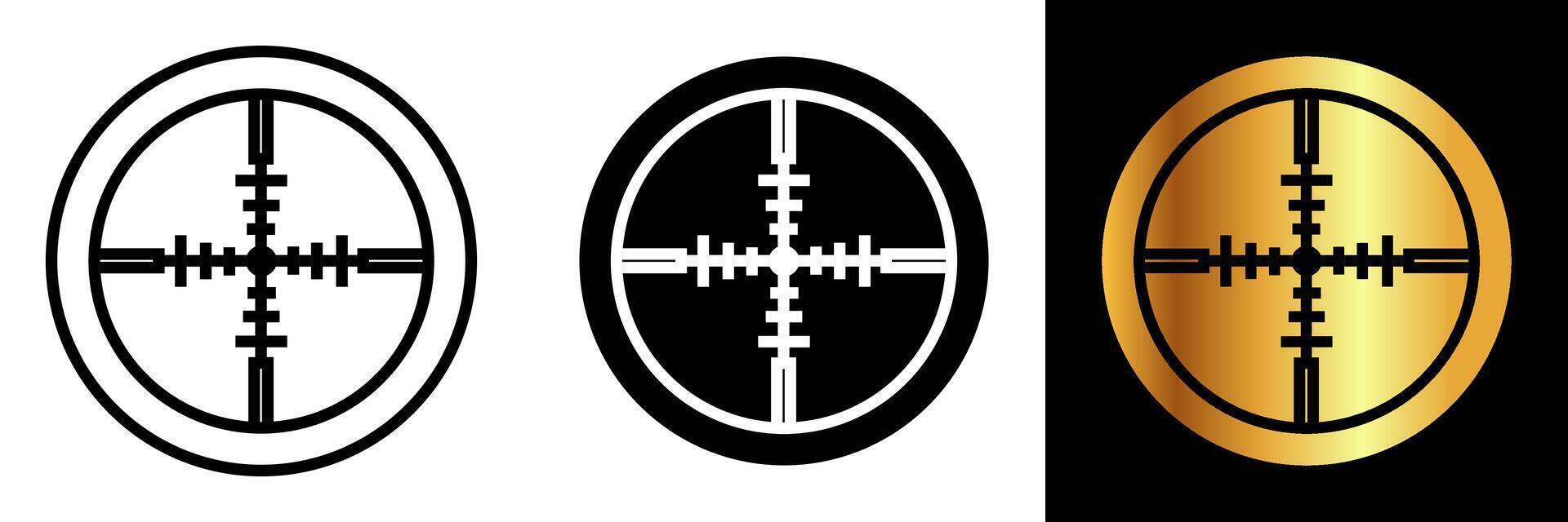 das Fadenkreuz Symbol symbolisiert Präzision, Zielen, und Genauigkeit. es ist häufig benutzt im verschiedene Kontexte eine solche wie Ausrichtung, Schießen, Spiele, und Design zu vertreten Fokus und punktgenau Genauigkeit. vektor