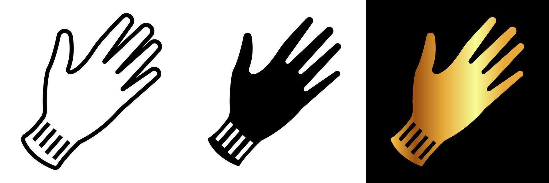 das Handschuhe Symbol symbolisiert Hand Schutz, präsentieren ein vielseitig Zubehörteil benutzt über verschiedene Branchen und Aktivitäten. vektor
